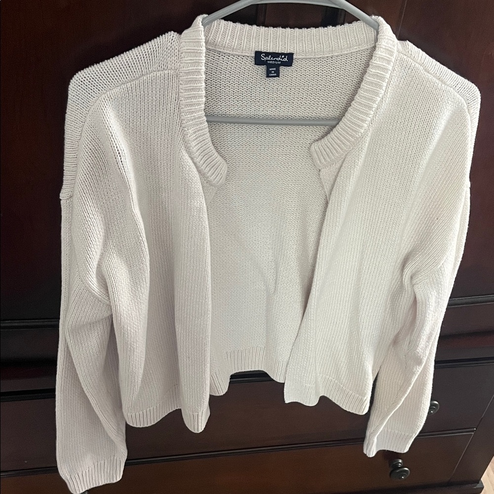 Splendid Cream Open-Front Cardigan